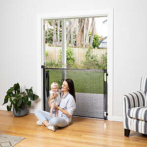 $15.64 - Perma Child Safety 71 in. Wide x 41 in. Tall Black Retractable Baby Gate