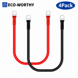 ECO-WORTHY 4-Pack M8 2AWG Battery Cable w/ 5/16'' Lug Terminals 6.3" Cables $50 + FS