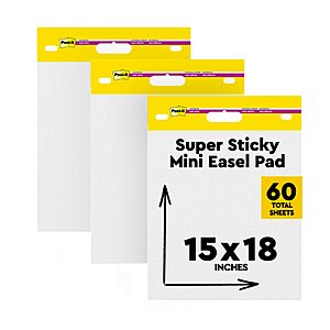 $15.29: 3 Pads Post-it Self-Stick Mini Easel Pad, 15 in x 18 in, 20 Sheets/Pad at Amazon