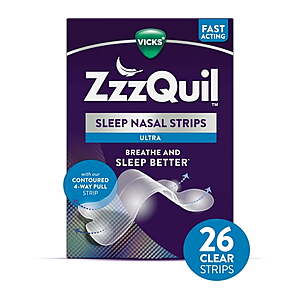 26-Count Vicks ZzzQuil Ultra Nasal Strips (Clear) $9.97 + Free Shipping w/ Walmart+ or on $35+