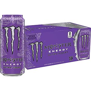 [SnS, AC] $14.77 | 15-Pack 16-Oz Monster Energy Ultra Sugar Free Energy Drink (Violet) at Amazon (98.5￠ each)