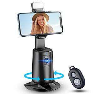 Auto Face Tracking Tripod 360° Rotating Cell Phone Photo and Video Kits Stand（Black） $12.11