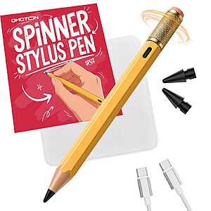 OMOTON Stylus Pen for iPad 2018-2026, SP02 Pencil with Fidget Spinner, Tilt Sensitivity & Palm Rejection $17.99