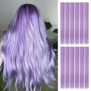 YaFex 12 Pcs Clip in Hair Extensions, 22 Inch Colored Hair Extensions Party Highlights Long Straight Synthetic Hairpieces for Women (Light Purple) $2.99