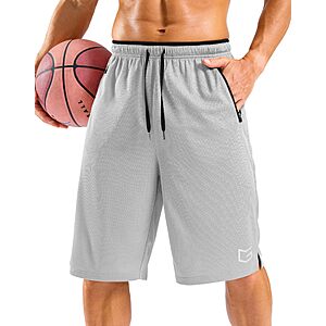 G Gradual Men's Quick-Dry Mesh Basketball Shorts w/ Zipper Pockets (9" & 11" Inseams, S-4XL, Various Colors) $12.99 + Free Shipping w/ Prime or on $35+
