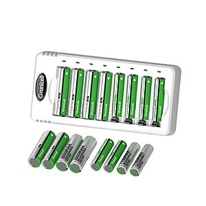 Granicell AA AAA Rechargeable Batteries with Charger, 16 Pack 8AA&8AAA $14.99