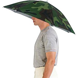 27" Luwint Hands-Free Umbrella Hat w/ Elastic Headband (Camo) $6.99 + Free Shipping w/ Prime or on $35+