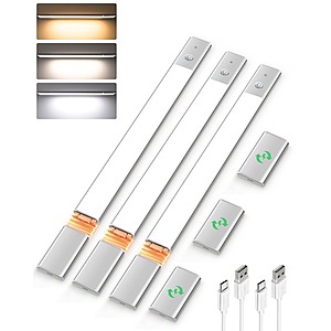 3-Pk EZVALO 19.7" Under Cabinet Rechargeable Lights w/ 3 Batteries $30 + Free Shipping w/ Prime or orders $35+