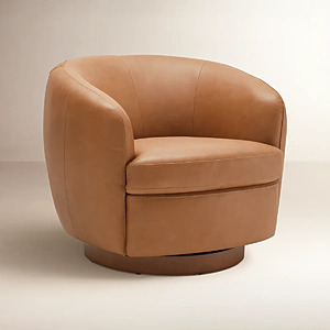 Joss & Main Marcy Genuine Leather Swivel Barrel Chair $729