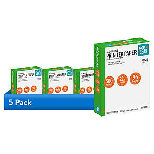 5-Pack 2500 Sheets Pen+Gear All-in-One Printer Paper (96 Bright, 22 lb, 8.5" x 11") $19.94 + Free Shipping w/ Walmart+ or on $35+