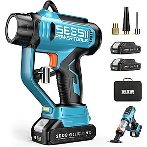 SEESII Cordless Tire Inflator Portable Air Compressor $38.99
