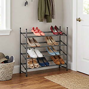 Whitmor 4-Tier Adjustable Metal Shoe Rack, 16-Pair Capacity (Gunmetal Gray) $10.64 + Free Shipping w/ Walmart+ or on $35+