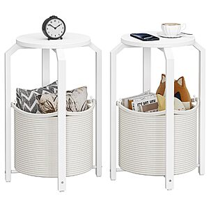 [Prime] 2-Pack 22" TUTOTAK Round End Table w/ Storage Basket $15.16 + Free Shipping