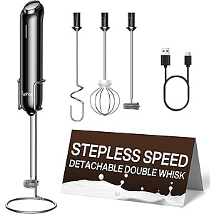 Typhur InstaWhisk USB-C Rechargeable Milk Frother Wand w/ 3 Heads (Black) $10 + Free Shipping