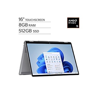HP OmniBook X Flip 16" 2‑in‑1 Laptop - AMD Ryzen 5 220 - 2K (1920 x 1200) Touchscreen - 8GB Memory - 512GB SSD - Windows 11 Home $499.99 +$14.99 Shipping Costco.com