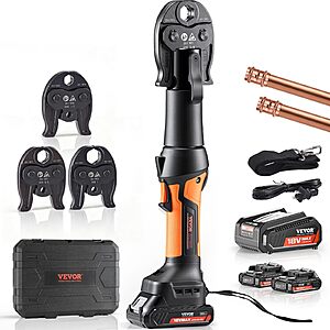 VEVOR Press Tool, 18V Electric Pipe Crimping Tool for 1/2", 3/4", 1" Copper Pipes, 24KN Press Tool Kit $340