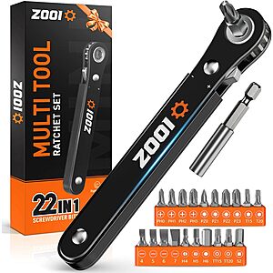 ZOOI 22 In 1 Right Angle Screwdrivers, EDC Gear Tool Pocket Ratcheting Screwdriver $5.99