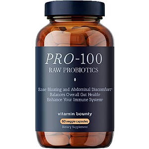 60-Ct Vitamin Bounty Pro-100 Probiotic w/ 100 Billion CFU, 13 Strains for Digestive Health & Immune Support $19.24 w/ S&S + Free Shipping w/ Prime or $35+
