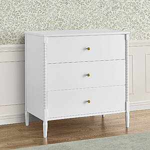 Delta Children Lily 3 Drawer Dresser with Interlocking Drawers, Bianca White $79.6