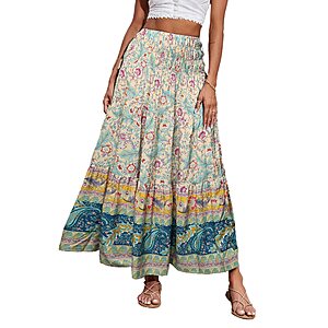 CFLONGE Women's Bohemian High Waist A Line Maxi Long Skirts (Various) from $13.74 + Free Shipping w/ Prime or on $35+