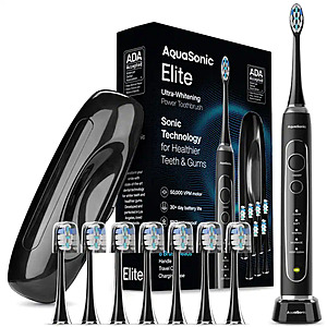 AquaSonic - Elite - Ultra-Whitening Rechargeable Toothbrush - Black $34.95 Bestbuy.com