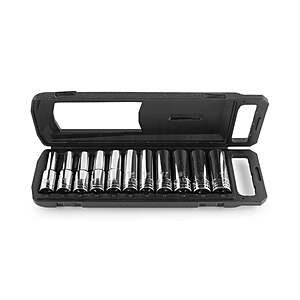 HART 11-Piece 1/2-inch Drive Metric Deep Socket Set, with Storage Case, Chrome Finish $17.42