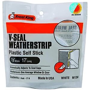 [NEW] $2 | Frost King M13WH V-Seal Weather-Strip White, 7/8" x 17' at Amazon