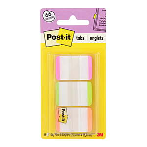 $2.45: Post-it Durable Tabs, 1 in., Pink, Green, Orange, 66 Tabs/On-the-Go Dispenser at Walmart.com