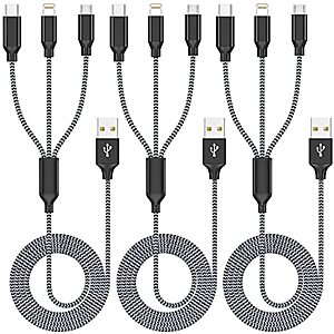 [AC] $4.49* | 3-Pk 4' Xnewcable 3-In-1 Multi Charge Cable (USB-C, MicroUSB, Lightning) at Amazon