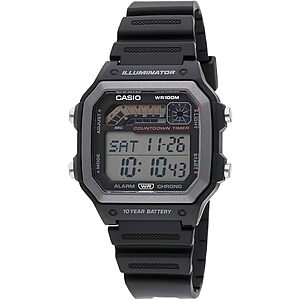 $22.44: 42mm Casio Men's WS1600H Series Watch w/ Stopwatch, 100M WR & 10-Yr Battery