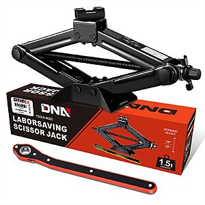 DNA Motoring Scissor Jack 1.5 Ton|Ratchet Wrench|4"-15.2" Lift Range $17.98 + Free S&H w/ Prime or $35+
