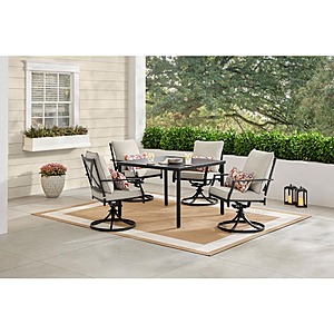 Cookson Black 5-Piece Metal Outdoor Dining Set with Cushion Guard Putty Beige Cushion $259