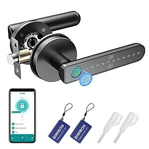 Fingerprint Door Lock – Fingerprint Door Knob with 5 Unlock Options, Anti-Peep Code, Adjustable Auto-Lock, Inside Lock, for Home, Office, Apartment, Bedroom – Black $18.49