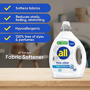 ALL Detergent-Dryer Sheets Bundle $30.87 or less S&S (600 loads of Free/Clear Concentrate, 195ct Dryer Sheets) S&S CLIP Q PROMO AMZ