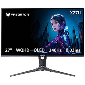 Acer 26.5" X27U W3bmiiprx Predator OLED WQHD 240Hz Gaming Monitor - $299.99 Costco