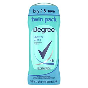Amazon ~ Degree Twin Pack 48H Shower Clean 2.6oz $3.48 with 35% SS coupon and 15% SS