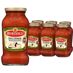 Bertolli Pasta Sauce Five Cheese, Spaghetti Tomato Sauce, 24 oz (Pack of 6)~$10.93 With S&S @ Amazon