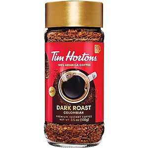 [NEW, AC] $5.23 | 3.5-Oz Tim Hortons Dark Roast Instant Coffee at Amazon
