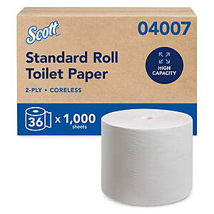 36-Pack Scott Professional 1,000-Sheet Coreless 2-Ply Toilet Paper Rolls $27.14 + Free Shipping w/ Walmart+ or on $35+