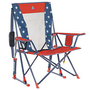 GCI Outdoor Comfort Pro Rocker Foldable Rocking Camp Chair with Mesh Backrest, Americana $45