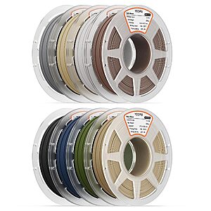 Set of 8 Rolls of 250g 1.75mm Matte PLA+ Filament $23.79 @ Amazon