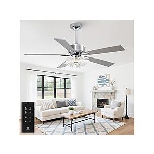$85 FS PRIME WOOT Parrot Uncle 52 Inch Ceiling Fans with Lights and Remote,   for Bedroom Living Room, Dimmable LED Chandelier  il