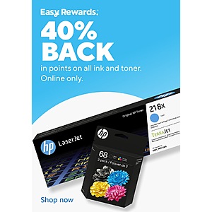 Staples Easy Rewards: 40% Back In Points On All Ink & Toners