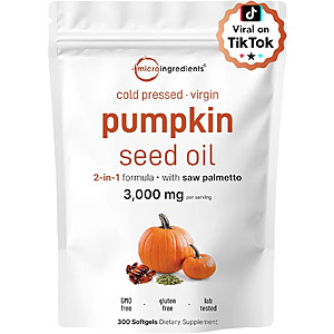 Micro Ingredients Pumpkin Seed Oil with Saw Palmetto, 300 Softgels $27.96 + Free shipping Amazon