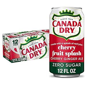 [SnS, AC] $14.74 | 3 × 12-Pk 12-Oz Canada Dry Zero Sugar Fruit Splash Cherry Ginger Ale Soda ($4.91 each) at Amazon
