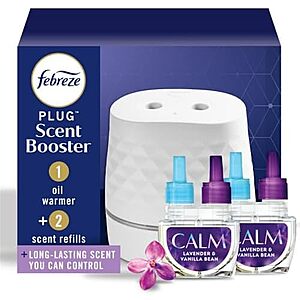 [AC] $10.36** | Febreze Plug Scent Booster Air Freshener Oil Diffuser + 2 Downy Calm Refill at Amazon