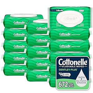 [AC] $45.46 | 2 × 16-Pack 42-Count Cottonelle Flushable Wet Wipes (GentlePlus) ($22.73 each) + $15 credit at Amazon