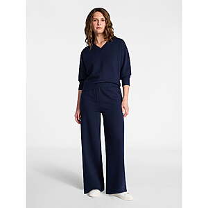 2-Piece Time and Tru Women's V-Neck Sweatshirt & Pants Set (Dark Navy or Pink) $7.34 + Free Shipping w/ Walmart+ or on $35+