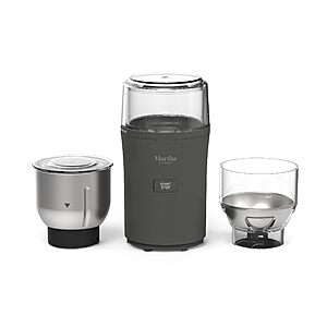 Martha Stewart Electric Coffee & Spice Grinder with Dual Bowls, Caviar Gray $29.29 + Free S&H w/ Prime or $35+