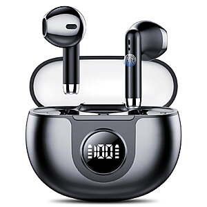 $10.69ac FS WALMART+ by Tikland Wireless Earbuds Bluetooth V5.4 Headphones 60H Playback Deep Bass Stereo Ear Buds with LED Power Display Charging Case IPX7 Waterproof